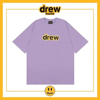 เสื้อยืดแขนสั้น ผ้าฝ้าย ทรงหลวม พิมพ์ลายตัวอักษร Drew House Smiley Justin Bieber สําหรับผู้ชาย และผู้หญิงS-5XL