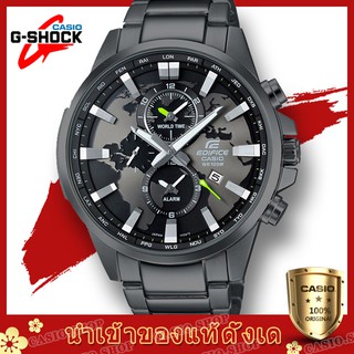 EFR303 100M Water Resistant Mens Watch Stainless Band Analog Chronograph Watch World Map Dial Brand New B