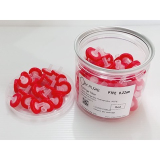 syringe filter 13mm PTFE 0.22um. (100pcs/box),อุปกรณ์กรองตัวอย่างขนาด 13มิลลิเมตรชนิด พีทีเอฟอี