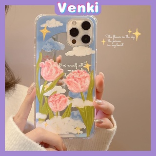 iPhone Case Acrylic HD Mirror Laser Airbag Shockproof Protection Camera Cute Oil Painting Pink Flowers Compatible For iPhone 11 iPhone 13 Pro Max iPhone 12 Pro Max iPhone 7 Plus xr