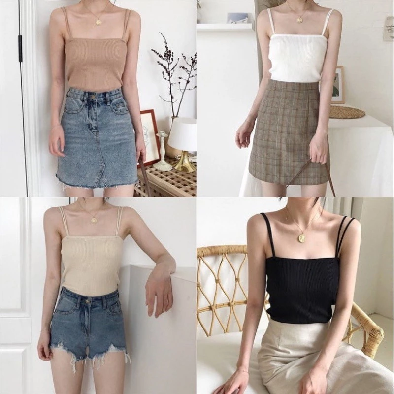 ส่งทันที Cici(NO. W306-1)สายเดี่ยวไหมพรม สายเล็กเซ็กซี่ ใส่แล้วดูหรูดูแพง