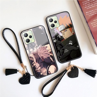 เคสโทรศัพท์มือถือกระจกนิรภัย แบบแข็ง กันกระแทก ลายการ์ตูนนารูโตะ พร้อมสายคล้อง สําหรับ Oppo A96 A36 A76 A16K A16 A15 A35 A74 A95 F19 4G 5G Xiaomi 12Pro 11T Pro 11 Ultra