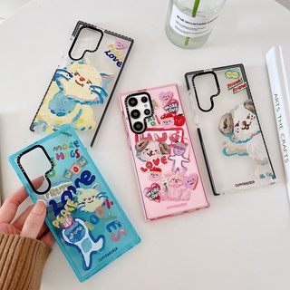 จิตรกรรม น่ารัก ลูกแมว ลูกสุนัข เคส Samsung Galaxy S23 Ultra S22 Ultra S21 Ultra S20 S21 S22 S23 Plus + S20 Ultra Case ใหม่ ขอบสี เรียบง่าย โปร่งใส ป้องกันการหล่น ซิลิกาเจล นุ่ม ซัมซุง เคส