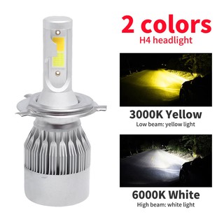 2 ชิ้น c6 h4 ไฟ led 2 สี 9003 ไฟตัดหมอก hb2 3000 k สีเหลือง 6000 k ip67 12v สําหรับติดด้านหน้ารถยนต์