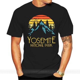 เสื้อยืดผ้าฝ้ายพิมพ์ลายแฟชั่น เสื้อยืดแขนสั้น ผ้าฝ้าย พิมพ์ลาย Yosemite National Park California สไตล์วินเทจ แฟชั่นฤดูร้