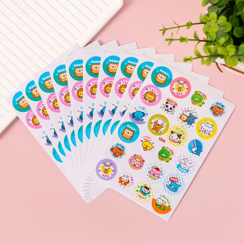 memo สติกเกอร์วงกลมลายการ์ตูน 6 แถว พร้อมส่ง สติ๊กเกอร์ สวยงาม DIY Sticker สติ๊กเกอร์ตกแต่ง - รูปที่ 6