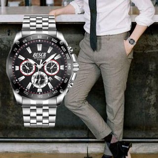 Man TachyMeter นาฬิกาข้อมือ ผู้ชาย สายเหล็ก แฟชั่น สายสแตนเลสเงิน หน้าปัดดำ/แดง รุ่น Men-BlackRED/Silver