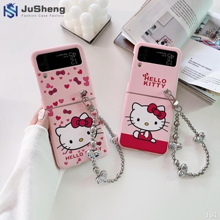 Jusheng Skin Feel เคสโทรศัพท์มือถือ ลายแมวคิตตี้ แฟชั่น สําหรับ Samsung Z Flip4 Z Flip3