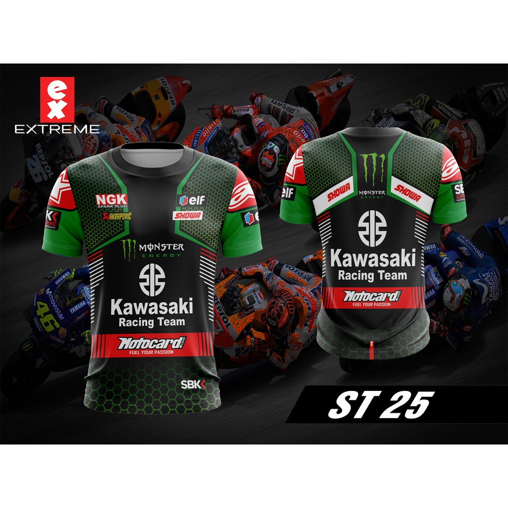 แฟชั่น Kawasaki Racing Team SBK Design Sublimation Jersey 3D T เสื้อขนาด XXS-6XL