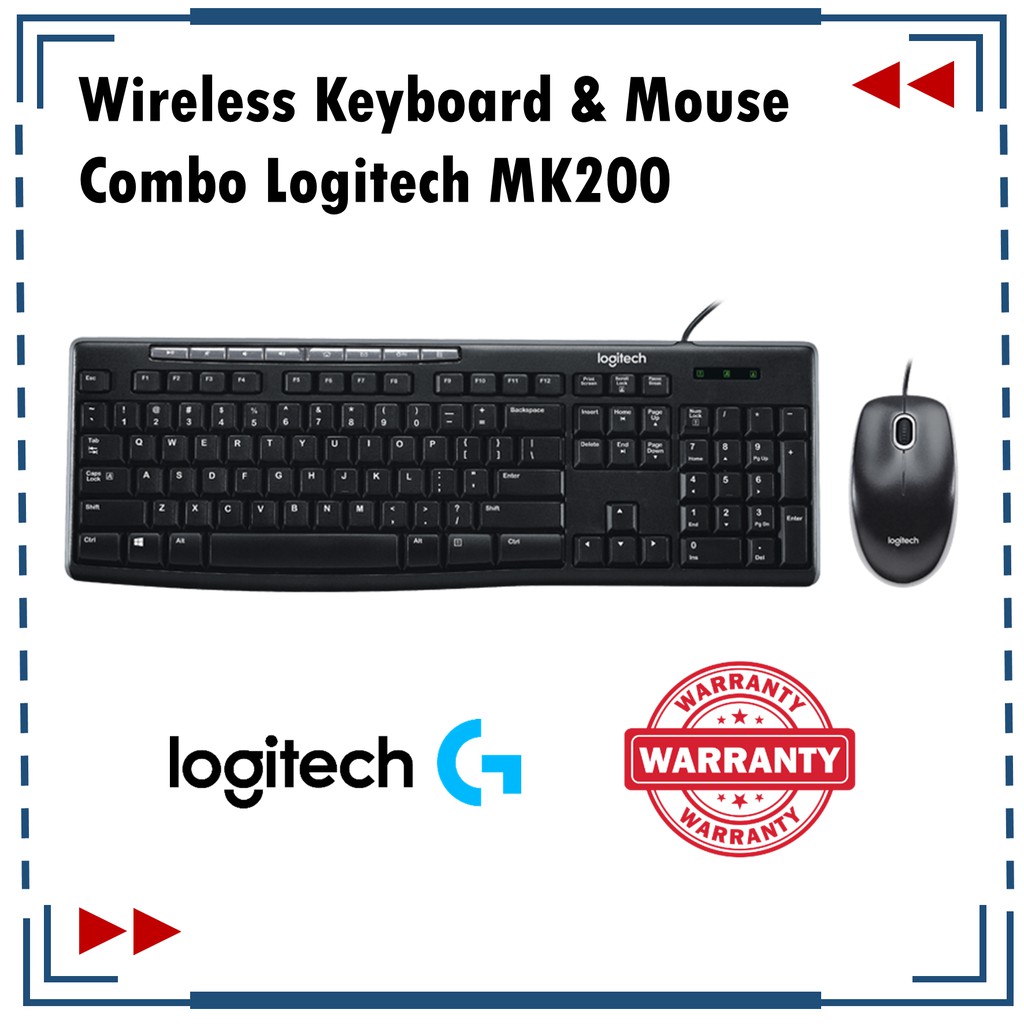 คีย์บอร์ดและเมาส์ไร้สาย Logitech MK200