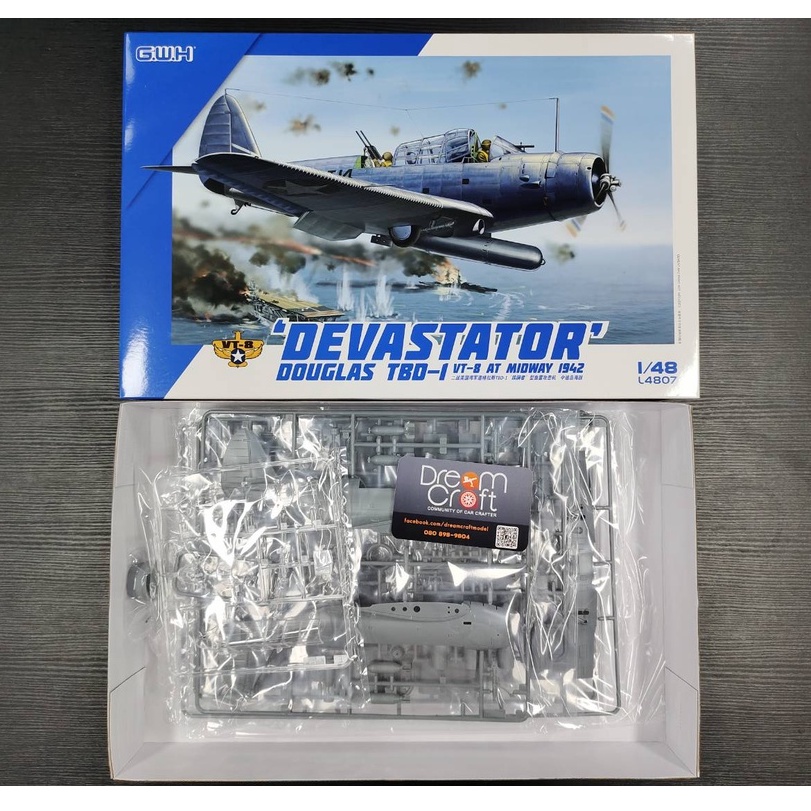 GWH L4807 1/48 WWII Douglas TBD-1 "Devastator" - VT-8 at Midway 1942 (โมเดลเครื่องบิน Model DreamCra