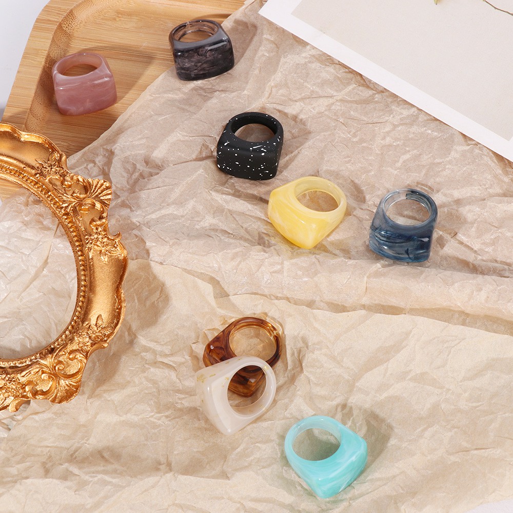 ROSE Fashion Acrylic Ring Women Girls Jewelry Irregular Figure Resin ...