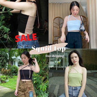 SALE✨(ส่งฟรี) FRIESIANTOWN Squid top🥦🧀🥕 เสื้อเกาะอกมีสายผูก มีทั้งหมด 5 สี