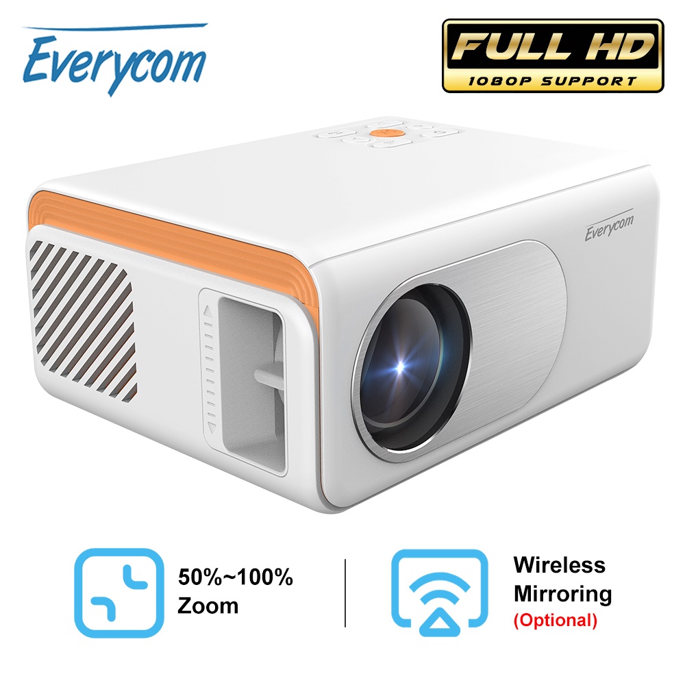 Everycom X70 Mini LED Support 1080P WiFi Projector Pocket Pico Portable ...