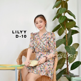 Lilyy Flora Dress D-10 เดรสสั้นเท่าเข่า ลายดอกไม้ ผูกเอวหลัง