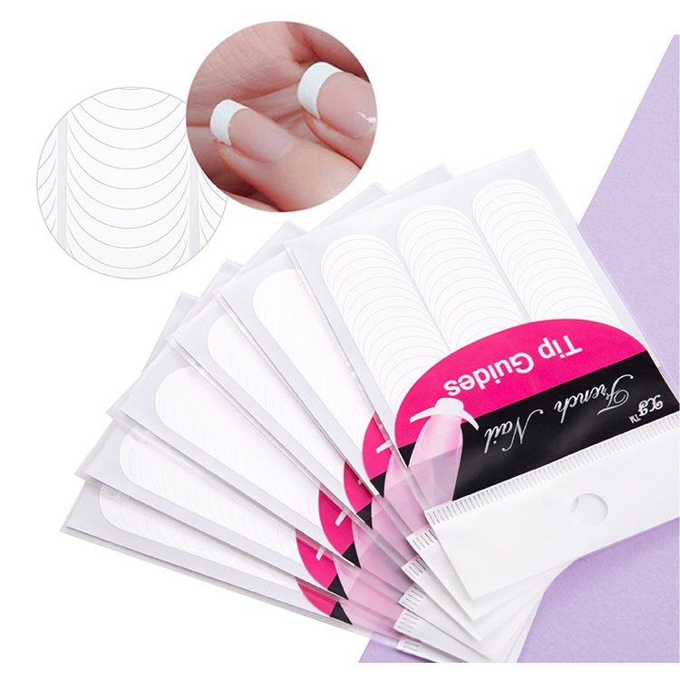 Lusking ฝรั่งเศสลายฉลุเล็บรูปแบบ Fringe คู่มือขอบเทปเล็บ DIY สติกเกอร์เคล็ดลับตกแต่งลายฉลุเครื่องมือ