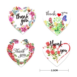 สติกเกอร์ฉลาก Thank You รูปหัวใจ ดอกไม้ แฮนด์เมด สําหรับตกแต่งสมุดภาพ งานแต่งงาน ปาร์ตี้ ของขวัญ 500 ชิ้น