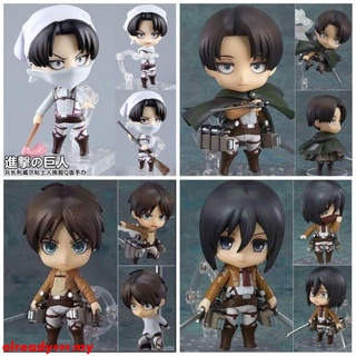 Nendoroid Attack on Titan Mikasa·Ackerman 365 Levi 390# 417# Eren Jaeger 375# โมเดลตุ๊กตาฟิกเกอร์ อนิเมะ เปลี่ยนหน้าได้ ของเล่นสําหรับเด็ก