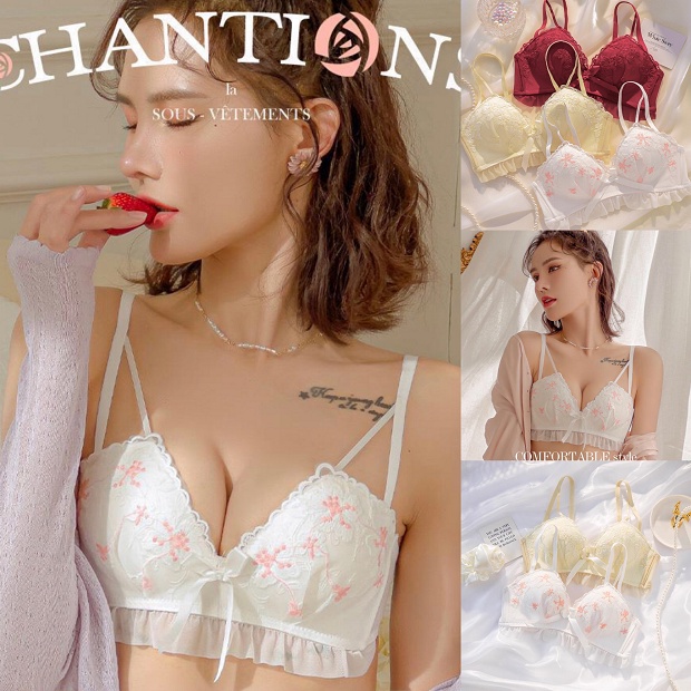 ชุดชั้นในเซ็กซี่ เสื้อในไร้โครง เสื้อในมีลายดอกไม้น่ารัก งานออกแบบใหม่ๆ มีฟองในตัว รุ่น NY96