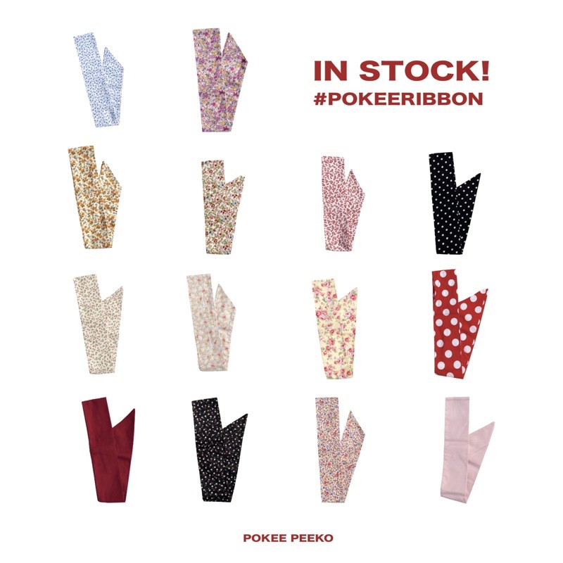 POKEERIBBON (floral ribbon) ผ้าผูกผม สำหรับคาดผม พันหูกระเป๋า ผูกเป็น ...