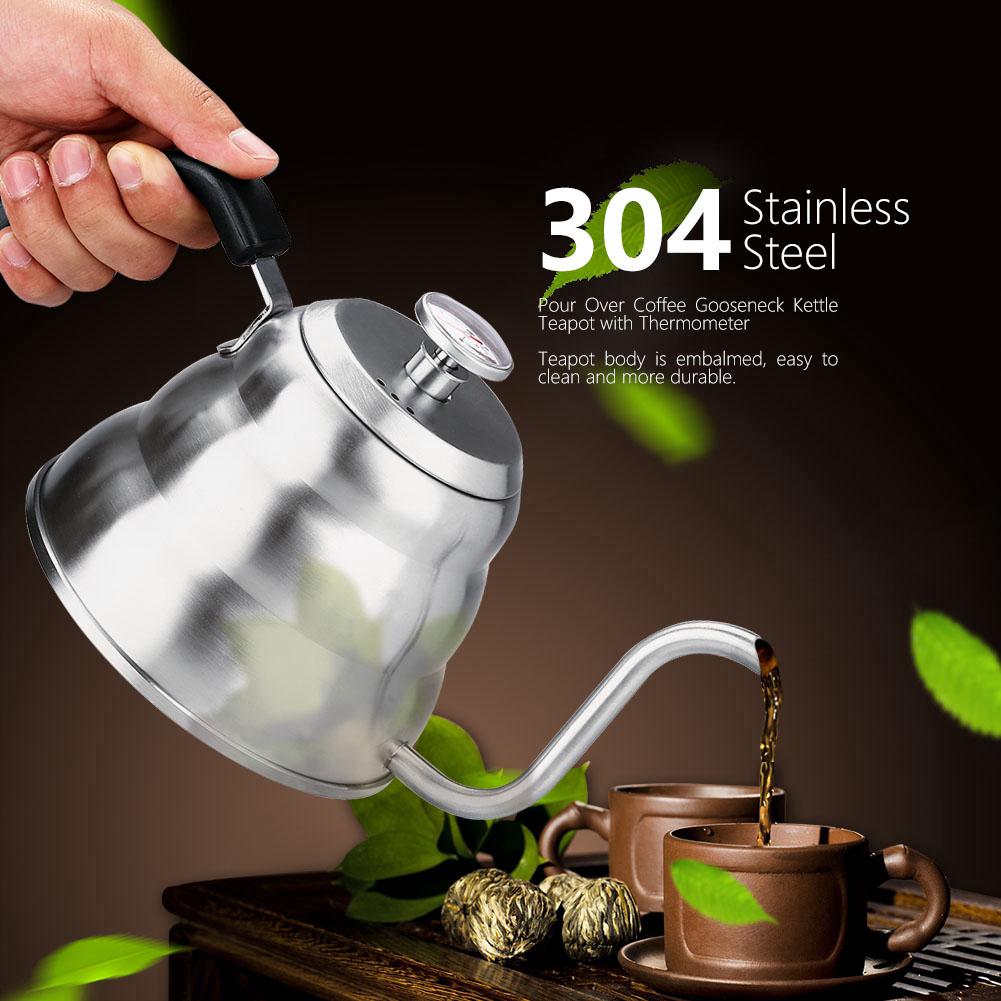 (new)Disu Steel 304 Coffee Teapot Stainless Thermometer with Over