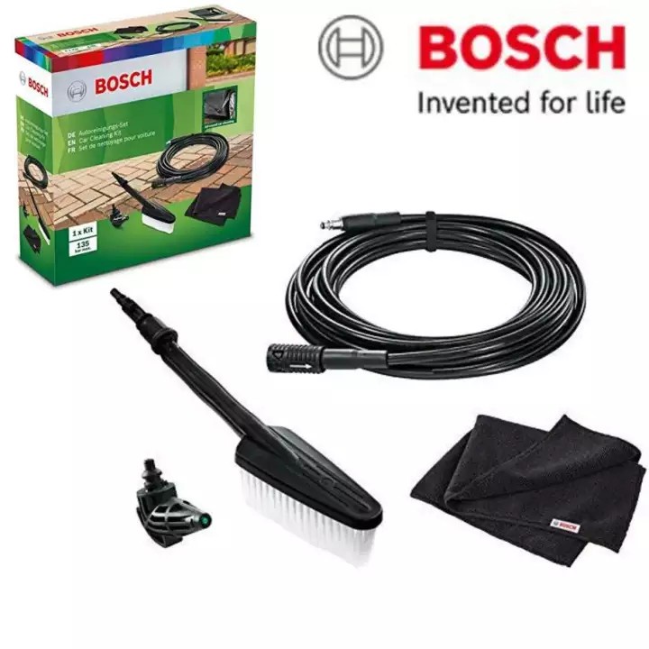 BOSCH อุปกรณ์เสริม เครื่องฉีดน้ำ ชุดทำความสะอาดรถยนต์ รุ่น F016800572 +แปรงขัด, หัวฉีด 90°, สายต่อขย