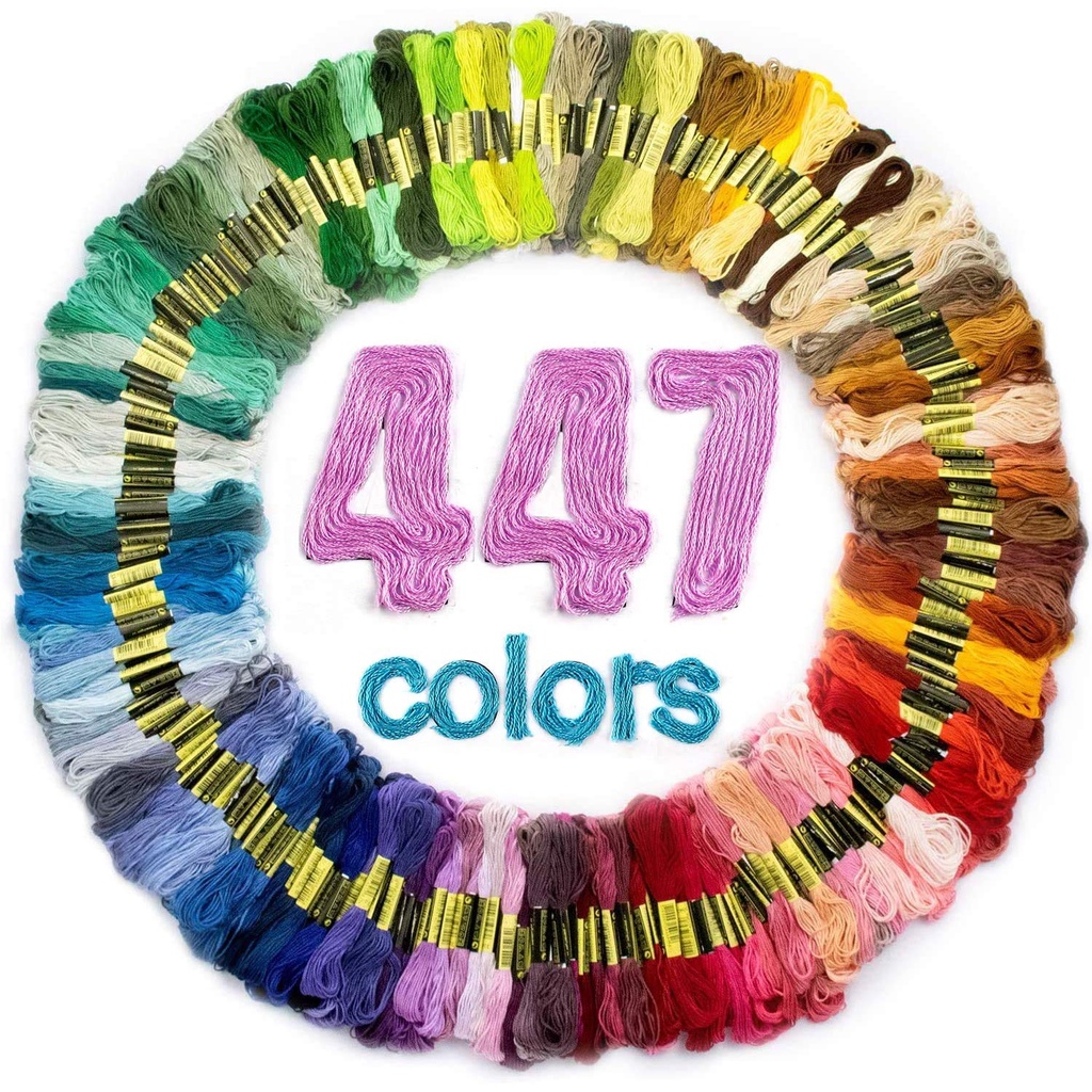 447 สีพรีเมี่ยมสีรุ้งเย็บปักถักร้อยไหมขัดฟันผ้าฝ้ายปักครอสติด้ายหัตถกรรมไหมขัดฟัน DMC เย็บปักถักร้อยไหมขัดฟัน