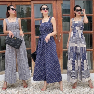 Jumpsuit neck square style  ชุดจั๊มสูทคอเหลี่ยม ทรงสายเดี่ยวใหญ่ เนื้อผ้าคอตตอนผสมป่าน