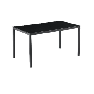 [ลด12% DWC5TT9] HomeHuk โต๊ะกินข้าว ท็อปกระจกนิรภัย สีดำ 4-6 ที่นั่ง (ไม่รวมเก้าอี้) ขาเหล็ก 140x80x75cm 80x80x75cm โต๊ะอาหาร โต๊ะกระจก โต๊ะทำงาน โต๊ะกินข้าว4ที่นั่ง โต๊ะกระจกใส โต๊ะกินข้าวกระจก Black Glass Top Dining Table