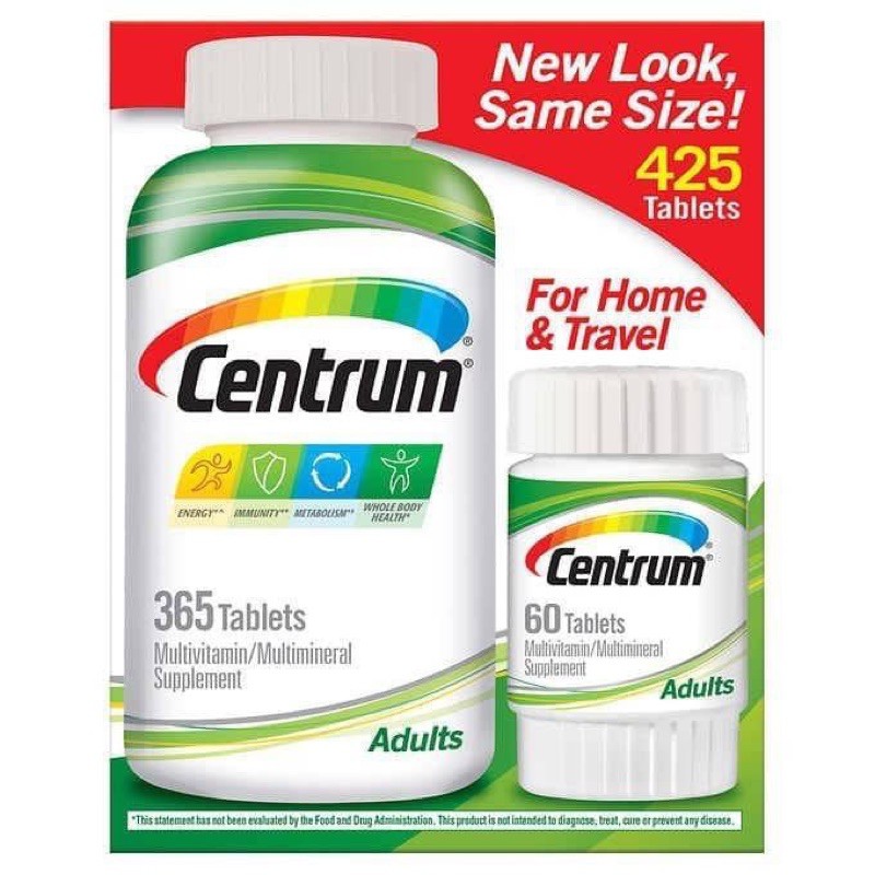 🔥NEW LOOK! 🔥 Centrum Adults Complete Multi Vitamins and Mineral Complete A-Z  for Adults under 50,  425 tablets