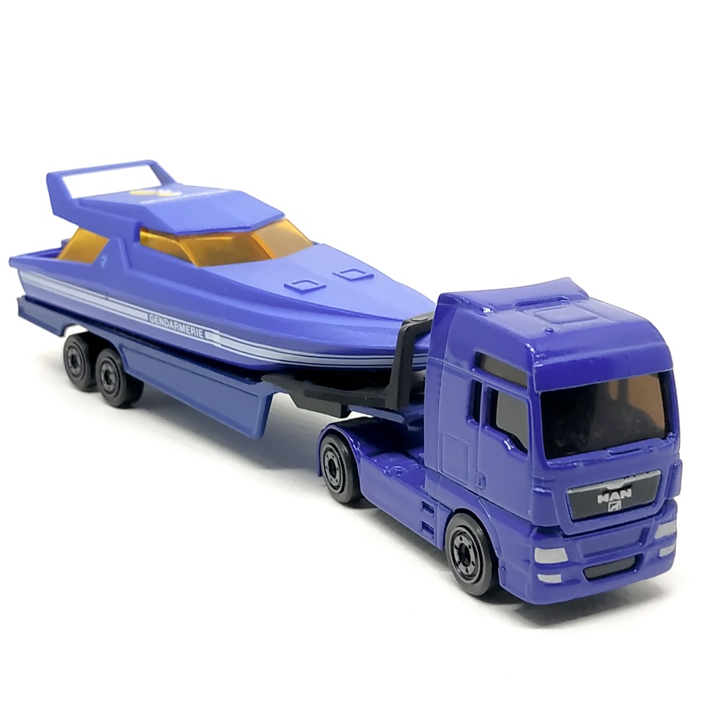 Majorette Truck - Man TGX + Speed Boat Gendarmerie - Dark Blue Color /scale 1/100 (6") no Package