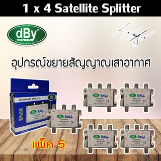 dBy Splitter (น้ำเงิน) 1 x 4 Satellite All Port Power Pass 4way รองรับทีวีดิจิตอล แพ็ค 5