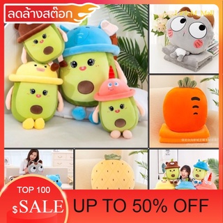 ใหม่LittelM_Mall หมอนผ้าห่มผลไม้  หมอนผ้าห่มน้องแมว สอดมือได้ SALE