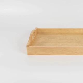 MINIWOOD ถาดเสิร์ฟ หูจับโค้ง ถาดไม้ Wooden Tray ไม้ยางพารา