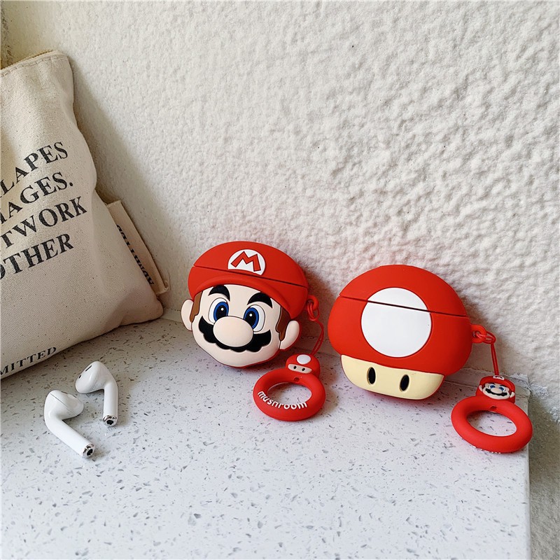 เคส Airpods 4 ซูเปอร์มาริโอเห็ดสําหรับ แอร์พอด pro 2 1 2 3 ชุดหูฟังบลูทูธไร้สายซิลิโคนอ่อนนุ่มฝาครอบป้องกัน Super Mairo Mushroom