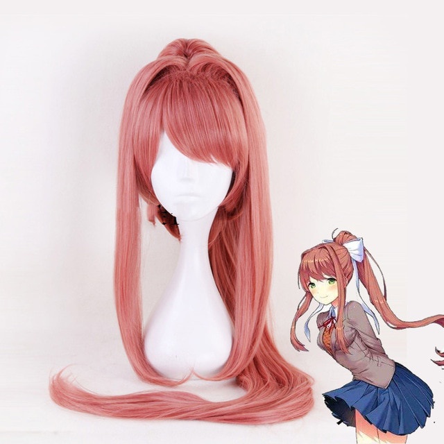 Misscoo Doki Literature Club Monika Wigs DDLC ผมปลอมทนความร้อนยาว