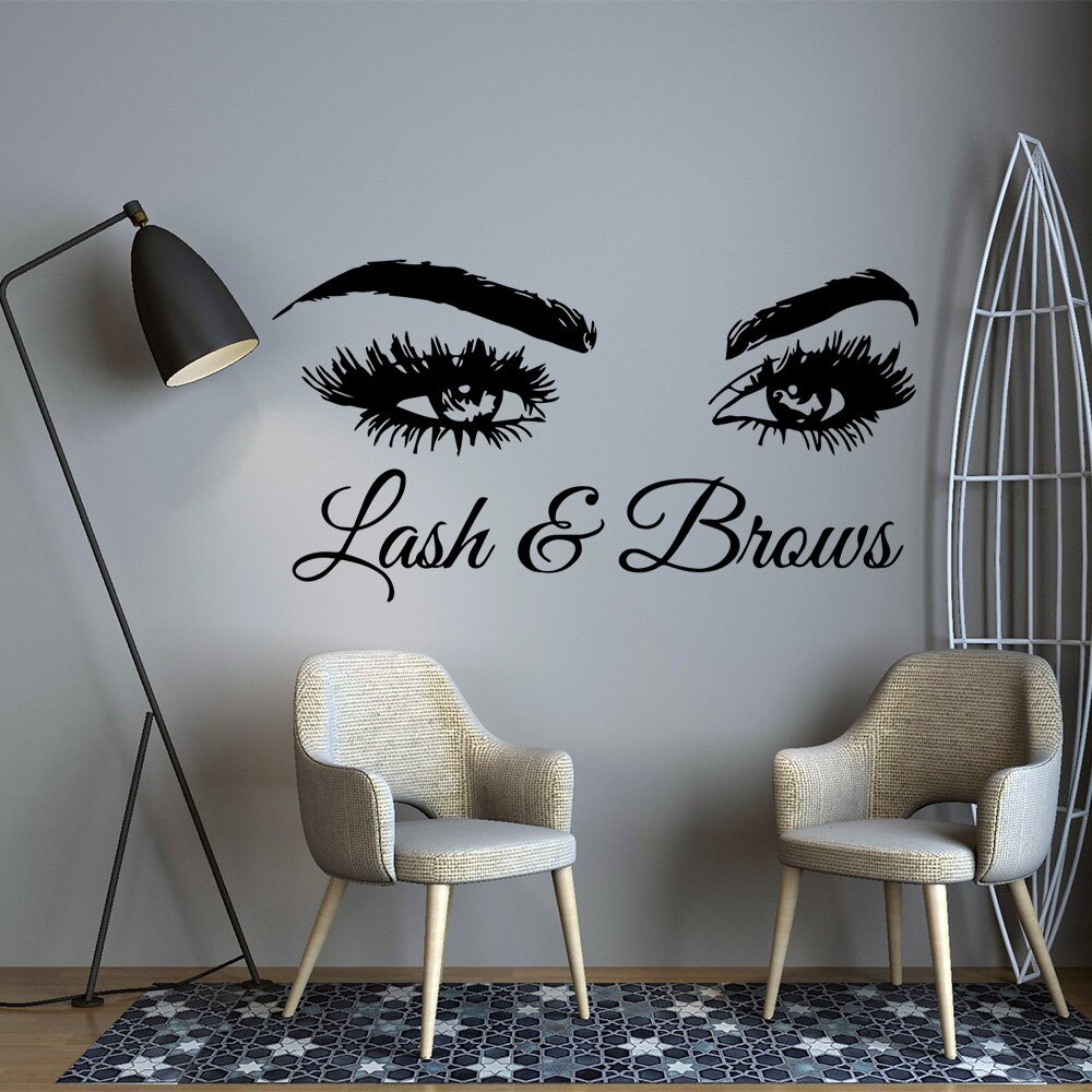 สติกเกอร์ติดผนังลายตา lash และ brows สำหรับการตกแต่งห้องนอนและห้องนั่งเล่น