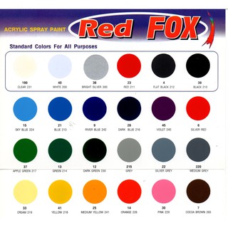 REDFOX สีสเปรย์ สีสเปร์ กระป๋อง RED FOX สีสเปรย์ สีสเปร์ กระป๋อง เร็ดฟ็อค สีสเปรย์ สีสเปร์ กระป๋อง