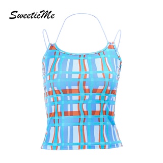 Sweeticme ใหม่ เสื้อกล้ามลําลอง แขนกุด เปลือยหลัง เข้ารูป เซ็กซี่ สีตัดกัน แฟชั่นสําหรับสตรี 2022