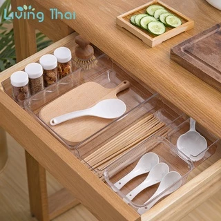 Living Thai กล่องเก็บของแบบตั้งโต๊ะ ถาดใส่ของ กล่องแบ่งช่องในลิ้นชัก กล่องเก็บของบนโต๊ะ กล่องจัดระเบียบ​ ที่ใส่ของ