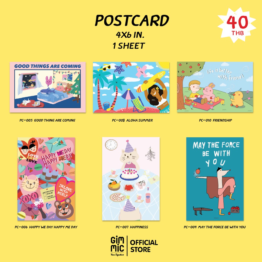 โปสการ์ด6ลาย จากคอลเลคชั่นสุดพิเศษ12Artists (Gimmic x Artist) Gimmic Postcard