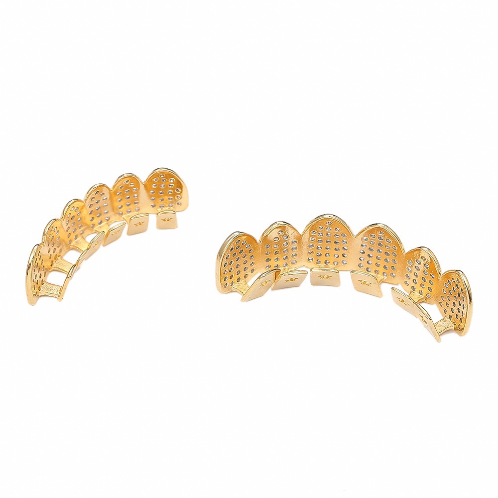 ฮิปฮอปฟันเครื่องประดับจัดฟันฟันGrillzชุดซิลเวอร์โกลด์เพชรเพทายเครื่องประดับพังก์คอสเพลย์ปาร์ตี้ของขวัญ