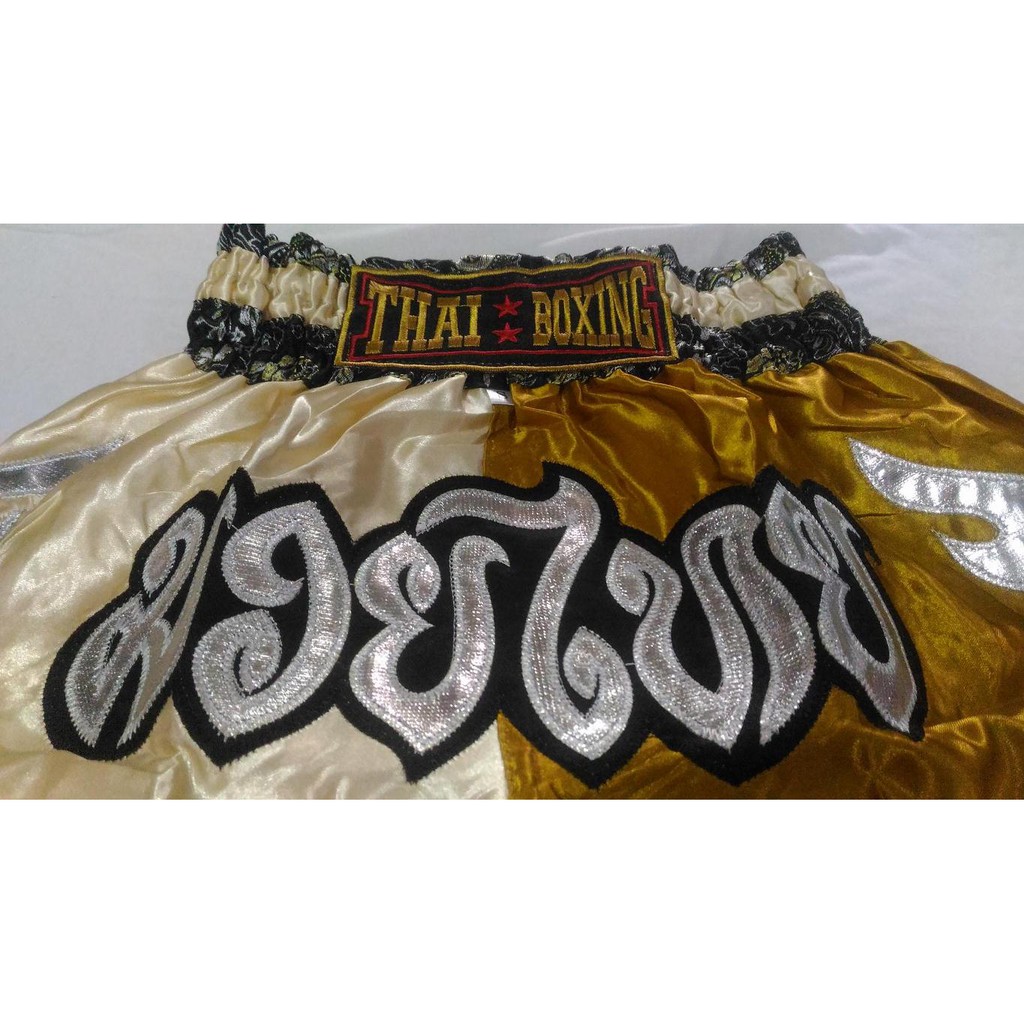 กางเกงมวยไทย – เด็ก – S -Kombat Gear Muay Thai Boxing shorts Gold Two Tones Pattern ราคา ถูกที่สุด ดีลบีเคเค