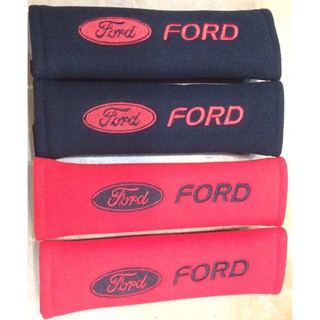 นวมหุ้มสายเข็มขัด นิรภัย รถยนต์ แบบผ้า ปักโลโก้ มี2สี ดำและแดง ฟอร์ด#FORD 1คู่