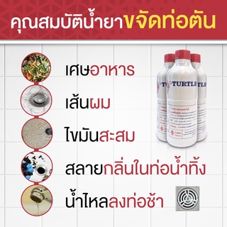 น้ำยาล้างท่อตัน ขจัดไขมันสะสมในท่อน้ำทิ้ง TURTLE เตอเติล-เคลีย 500cc.