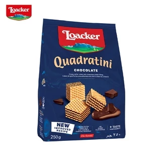 Loacker Quadratini Chocolate ล็อคเกอร์ ควอดราตินี ช็อกโกแลต เวเฟอร์สอดไส้ครีมช็อกโกแลต 250 กรัม