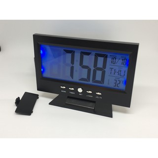 นาฬิกาตั้งโต๊ะแสดงอุณหภูมิ 4in1 Voice Control Back-Light LCD Clock มีแสงไฟชนิดเซ็นเซอร์ แสดงอุณหภูมิได้ ตั้งปลุกได้