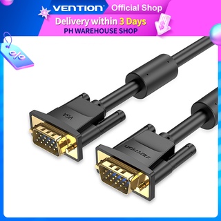 Vention Vga สายเคเบิ้ล 3 + 6 ชุบทอง Dual Ferrite Cores 1080p สําหรับโปรเจคเตอร์ทีวีมอนิเตอร์