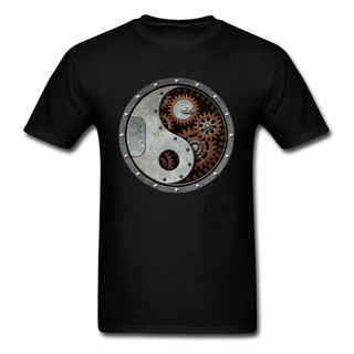 เสื้อยืดผ้าฝ้ายพิมพ์ลายขายดี เสื้อยืด พิมพ์ลาย Steampunk Yin Yang พลัสไซซ์ แฟชั่นสําหรับผู้ชาย