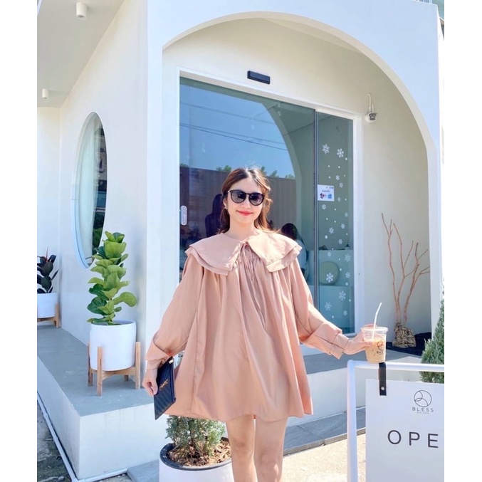เดรสคอบัว ทรงมินิเดรส แขนยาว ผ้าดี ใส่สบายงานสวย ขายดี สินค้าพร้อมส่งค่ะ